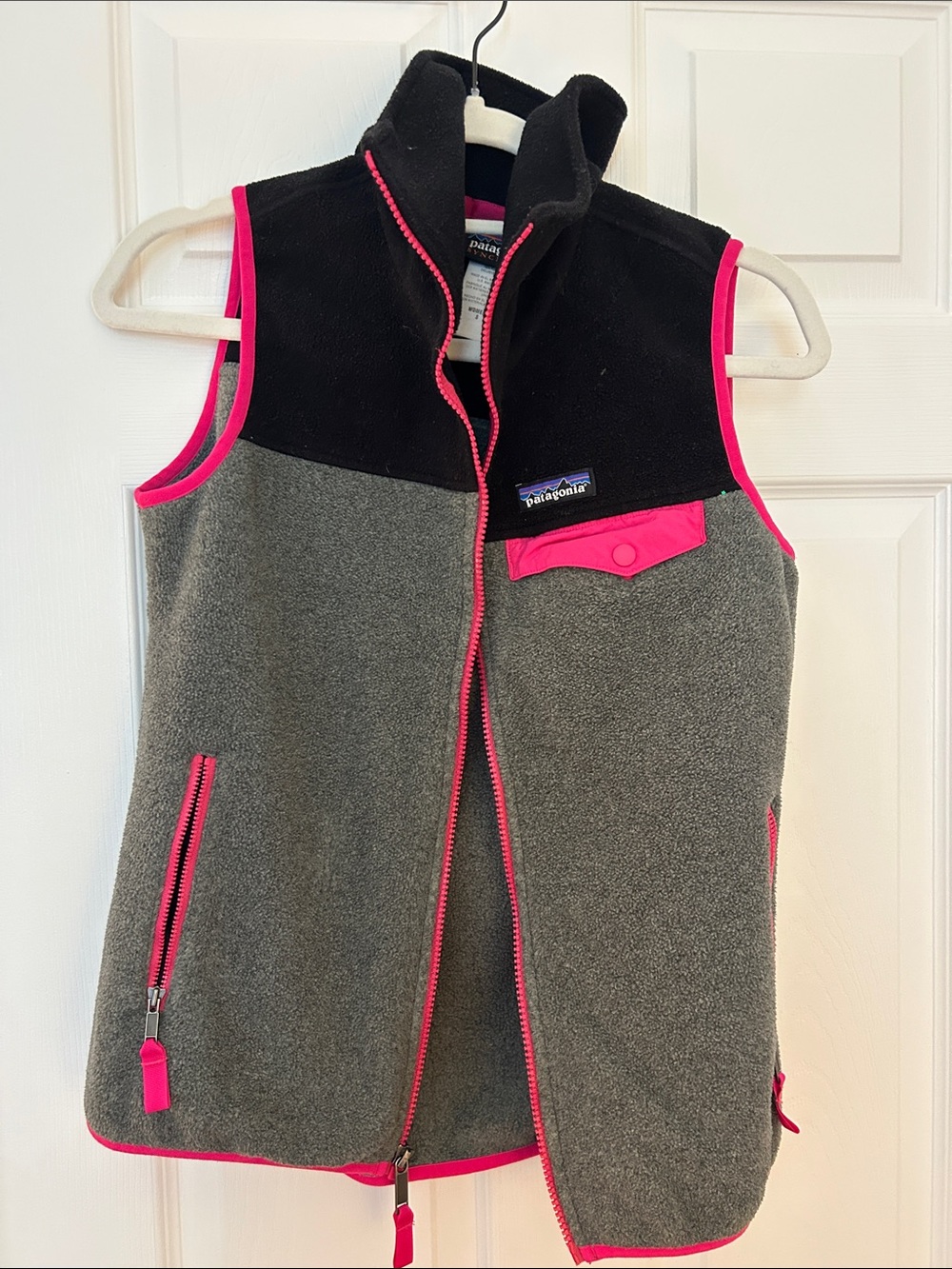 Patagonia Gray, Black & Hot Pink Fleece Vest